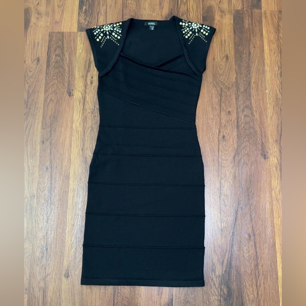 XOXO Black With Gold And Silver  Studs Midi Dress - Picture 3 of 10